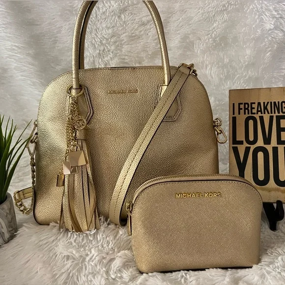 🎉🎉Michael Kors Mercer Dome Satchel Handbag Set - LIKE NEW! - Picture 2 of 16